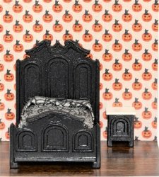 Gothic Bed and Nightstand